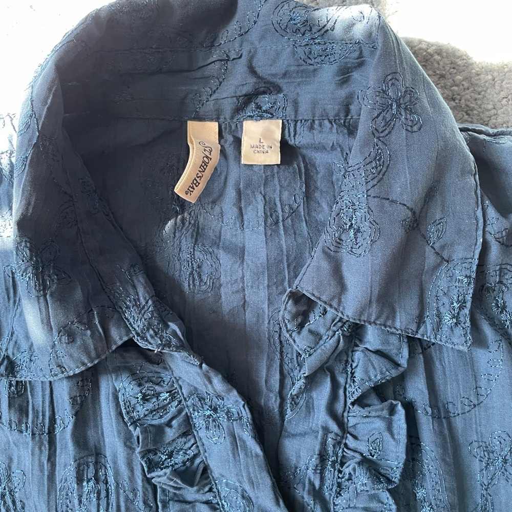 St John’s Bay Blue Embroidered Women's shirts